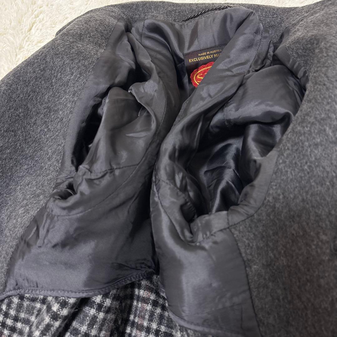 美品【レアカラー】salko ローデンコートXL　灰　膝下　くるみB 裏チェック