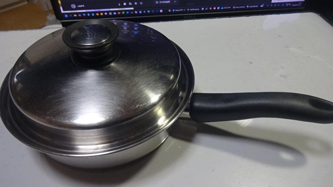 格安！Amway／アムウェイ クィーンクック 大・中フライパンセット 蓋付き