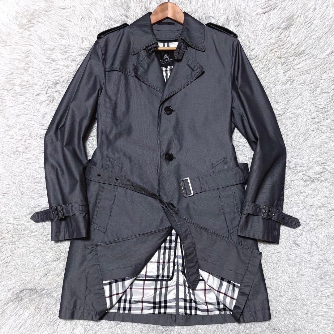 バーバリーブラックレーベル　ライナー付トレンチコート　シルバーグレー　人気モデル