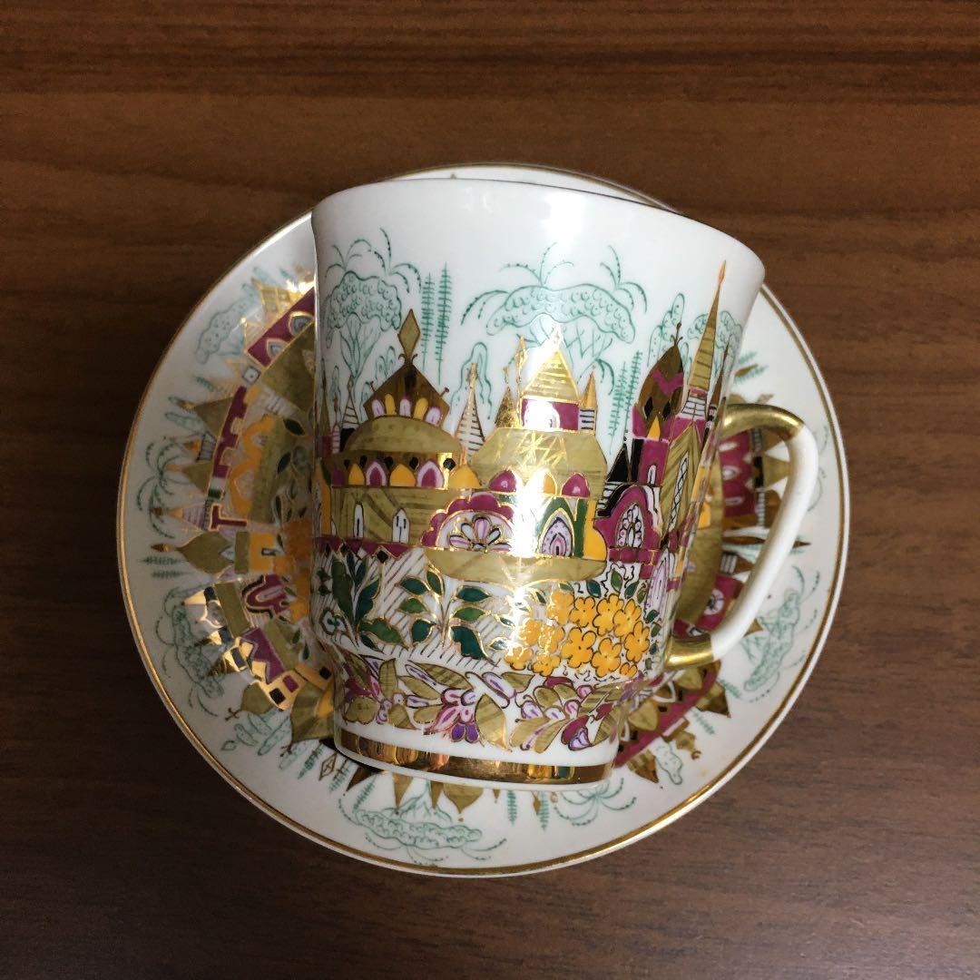 ロシア　ロモノーソフ陶器　2000年　黄金の春　手描き