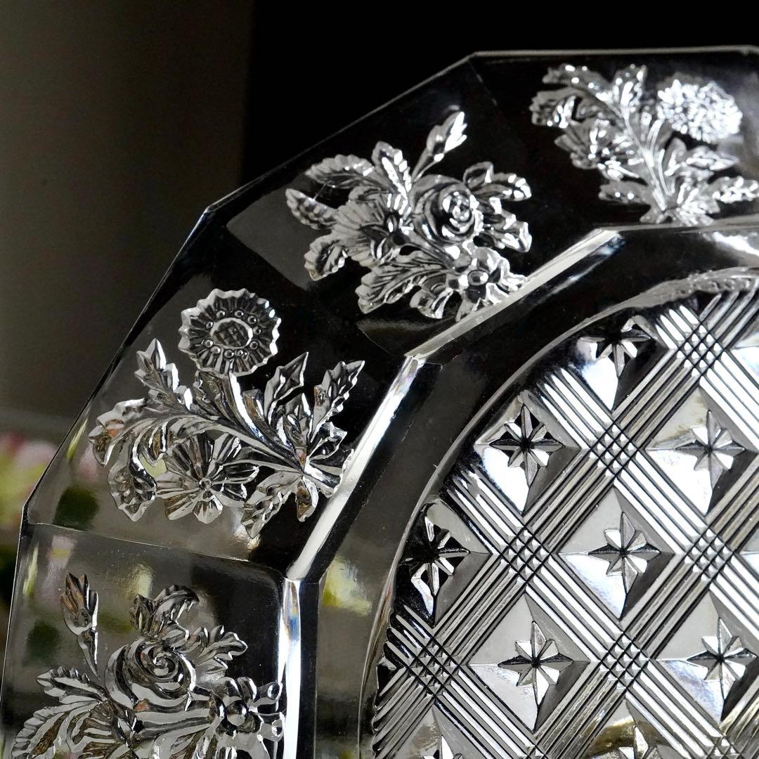 1840年★極希少オールドバカラBACCARAT 花紋クリスタル プレート お皿