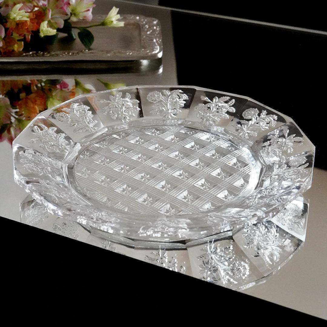 1840年★極希少オールドバカラBACCARAT 花紋クリスタル プレート お皿