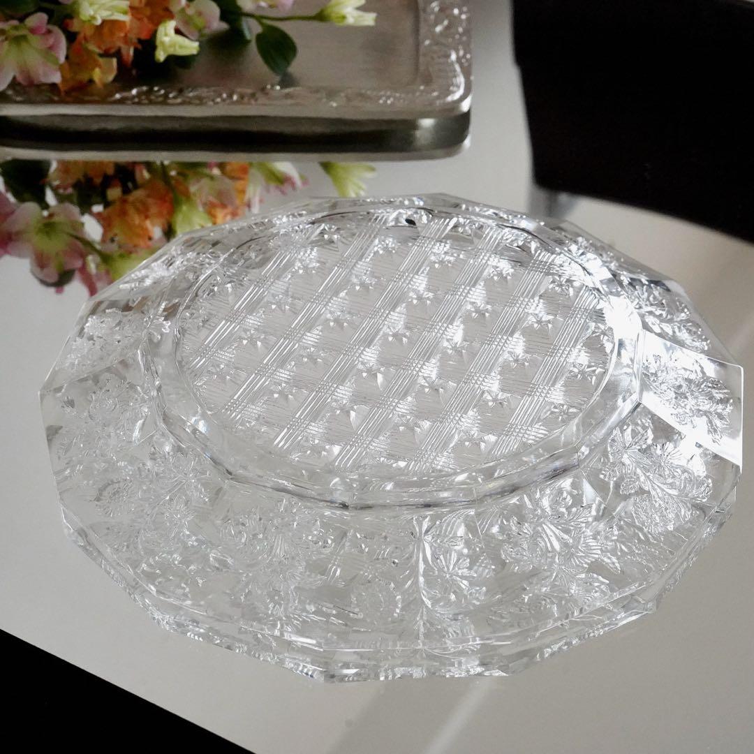 1840年★極希少オールドバカラBACCARAT 花紋クリスタル プレート お皿