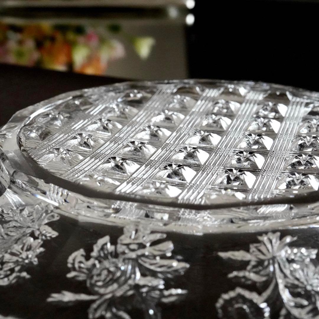 1840年★極希少オールドバカラBACCARAT 花紋クリスタル プレート お皿