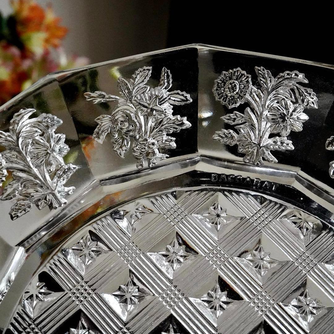 1840年★極希少オールドバカラBACCARAT 花紋クリスタル プレート お皿