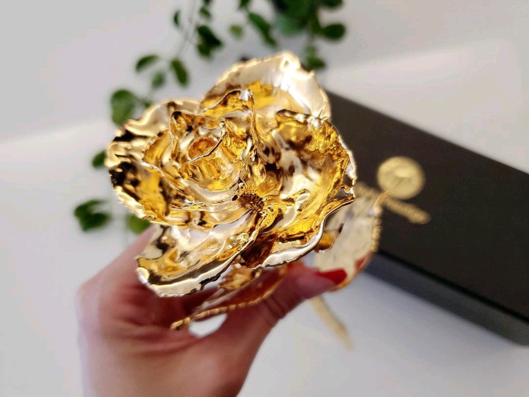 インテリア☆レア☆生花 薔薇 ローズ プリザーブドフラワー 24金