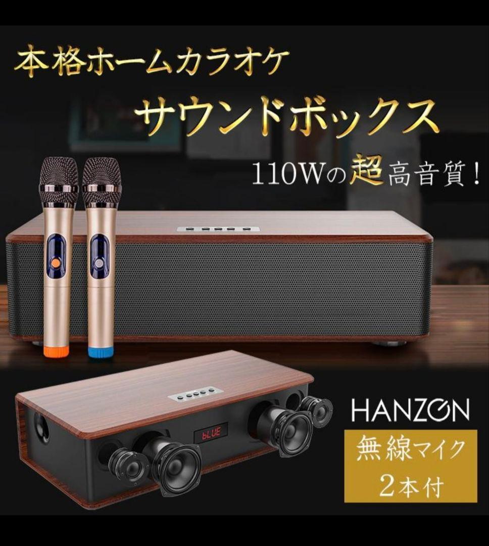 HANZON ホームカラオケ サウンドボックス 無線マイク2本付き