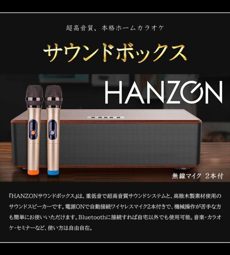 HANZON ホームカラオケ サウンドボックス 無線マイク2本付き