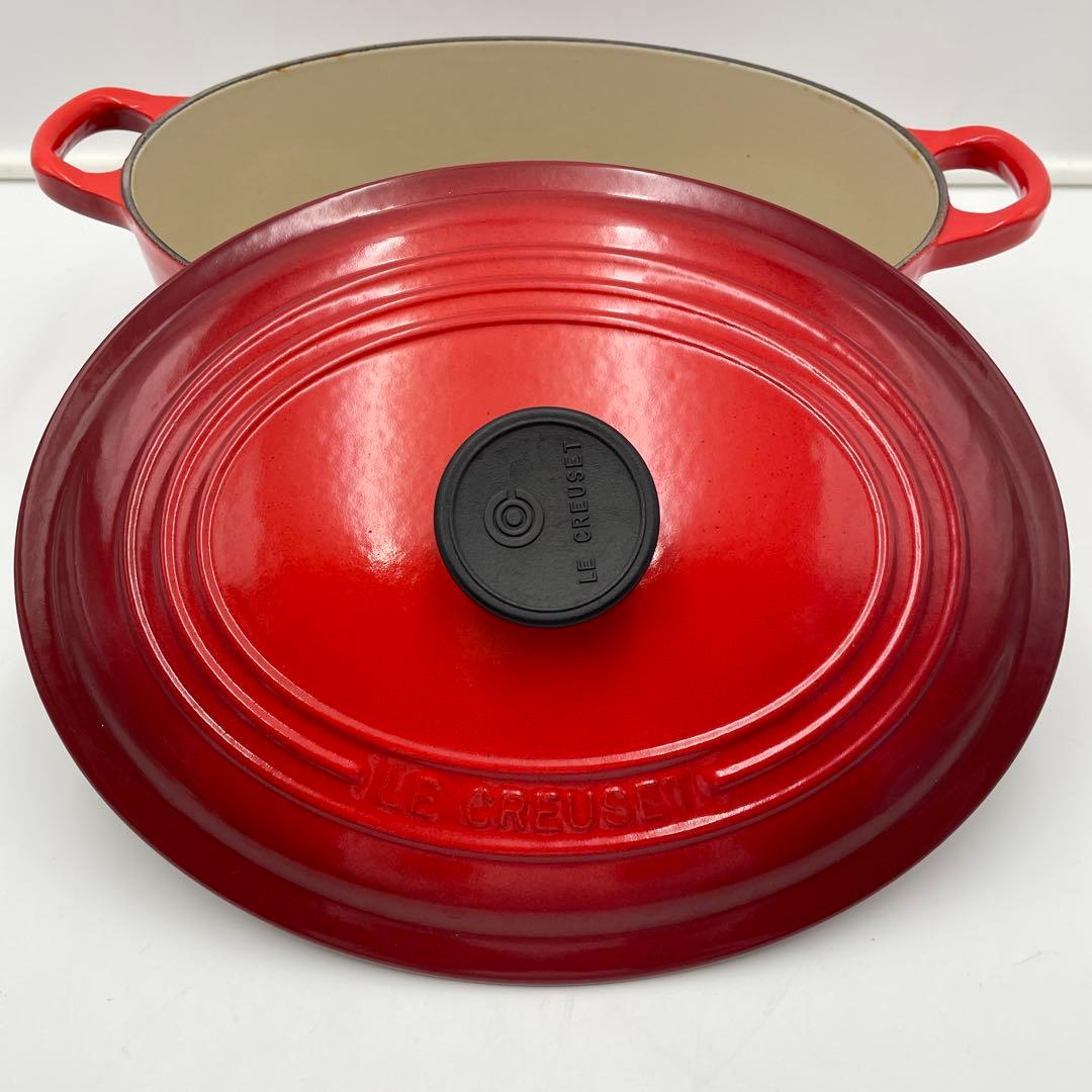 LE CREUSET ココット　オーバル　27cm チェリーレッド　両手鍋