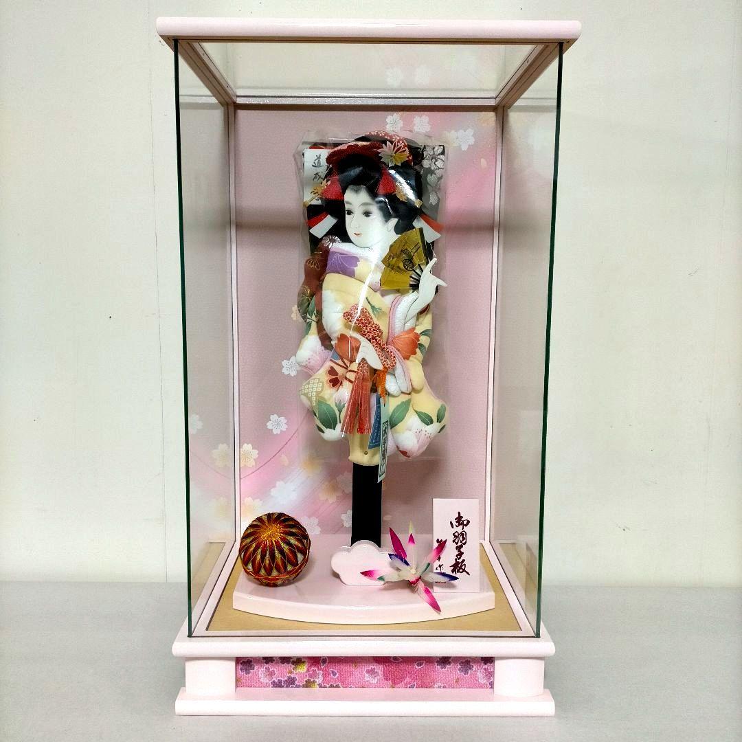 羽子板 新品 13号 パノラマ ガラスケース 桃 道明寺 友禅