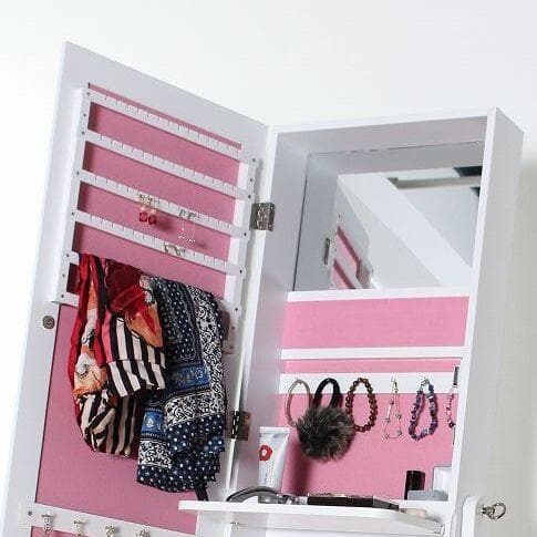 〇ジュエリー収納付スタンドドレッサーミラー　ホワイトスタンドミラー