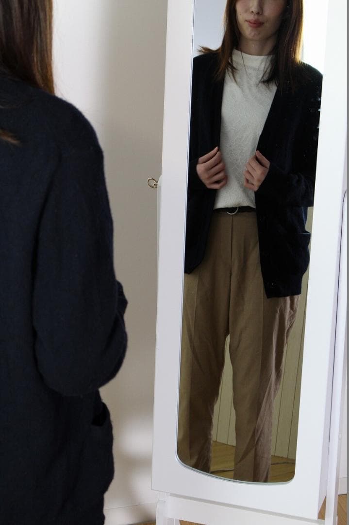 〇ジュエリー収納付スタンドドレッサーミラー　ホワイトスタンドミラー