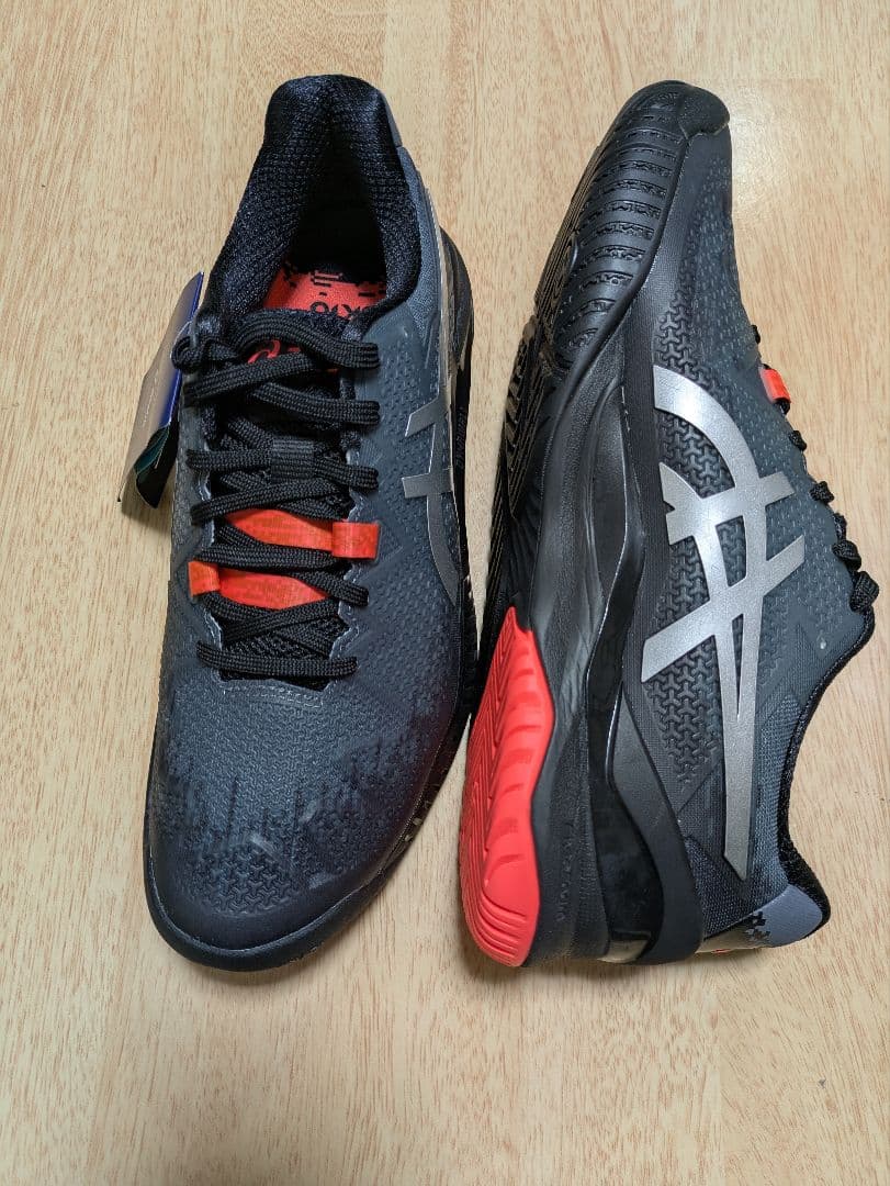 ASICS テニスシューズ レゾリューション8 ブラック/オレンジ