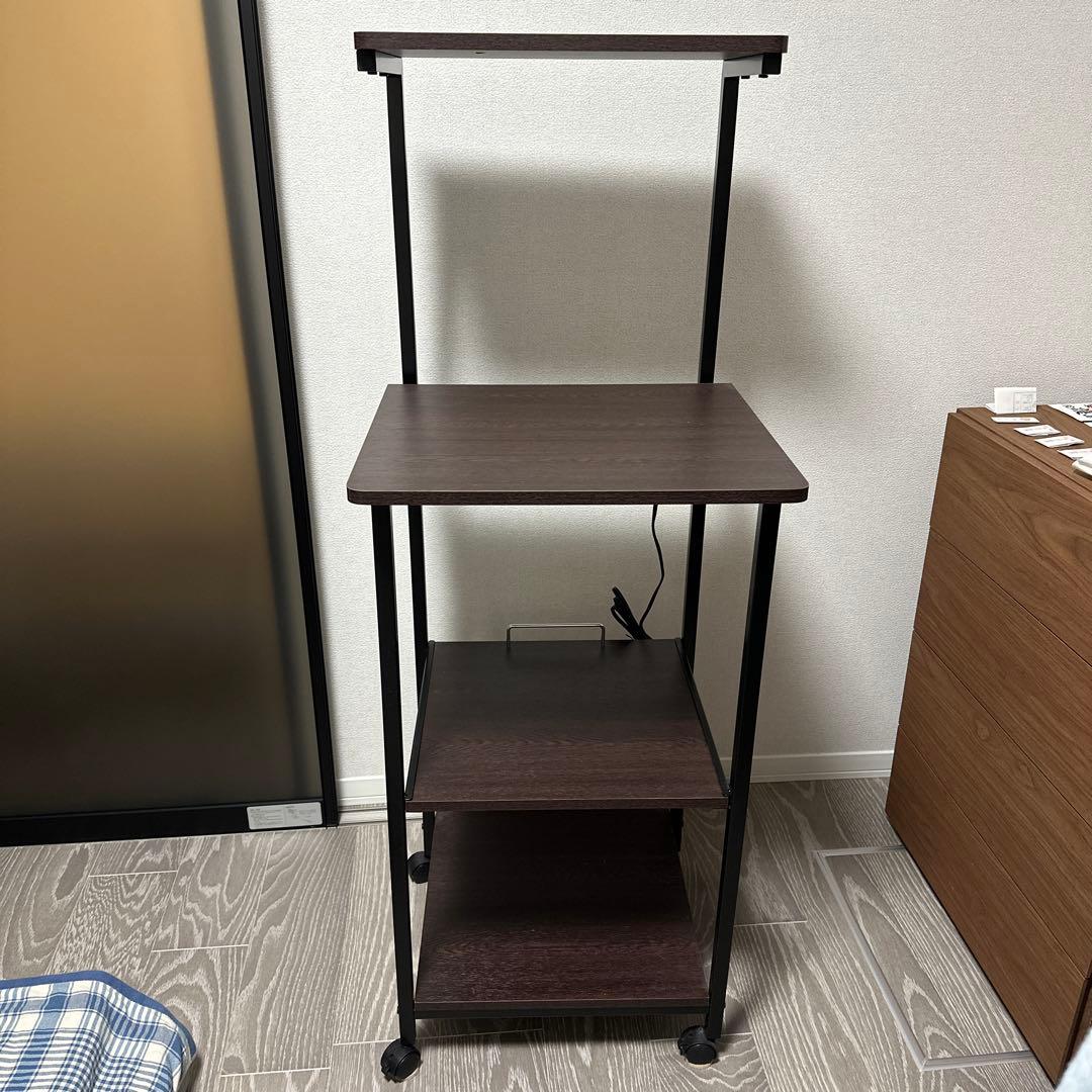 引取時4500円　キャスター付きダークブラウン3段ラック