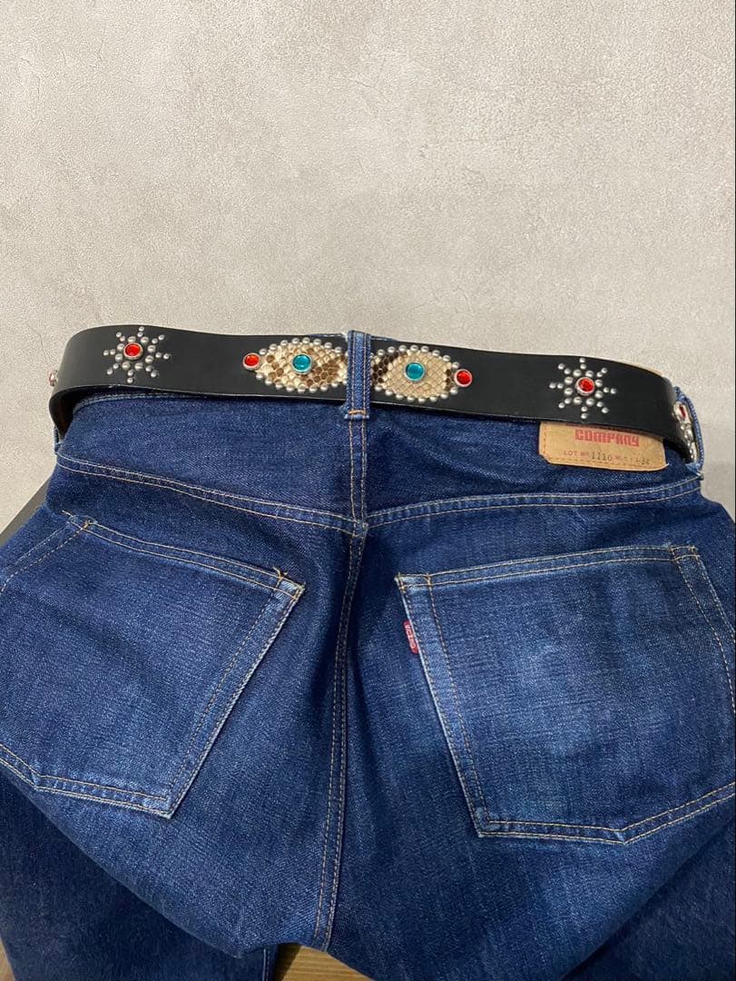 013 本革 W38 スタッズ ベルト ビンテージ ヴィンテージ HTC