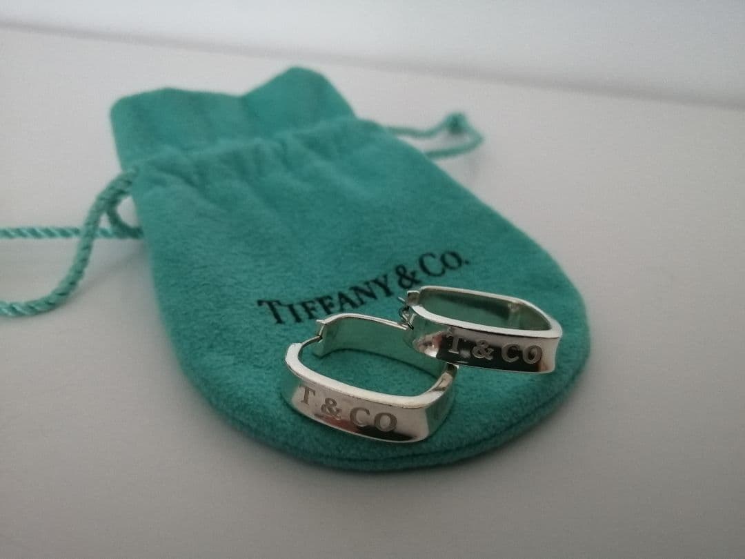 ☆鑑定済み☆ティファニー　スクエア　クッション　フープ　ピアス　シルバー