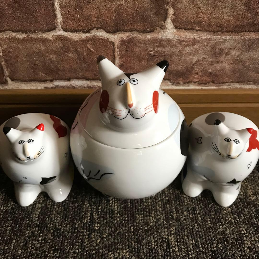 美品　希少　ビレロイ＆ボッホ　調味料ケース　ねこ　3点セット