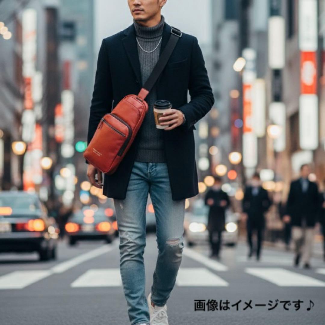 バーバリー ブラックレーベル ボディバッグ オレンジ レザー ワンショルダー