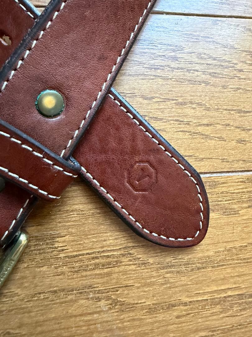 visvim レザーベルト ブラウン ステッチ 刻印