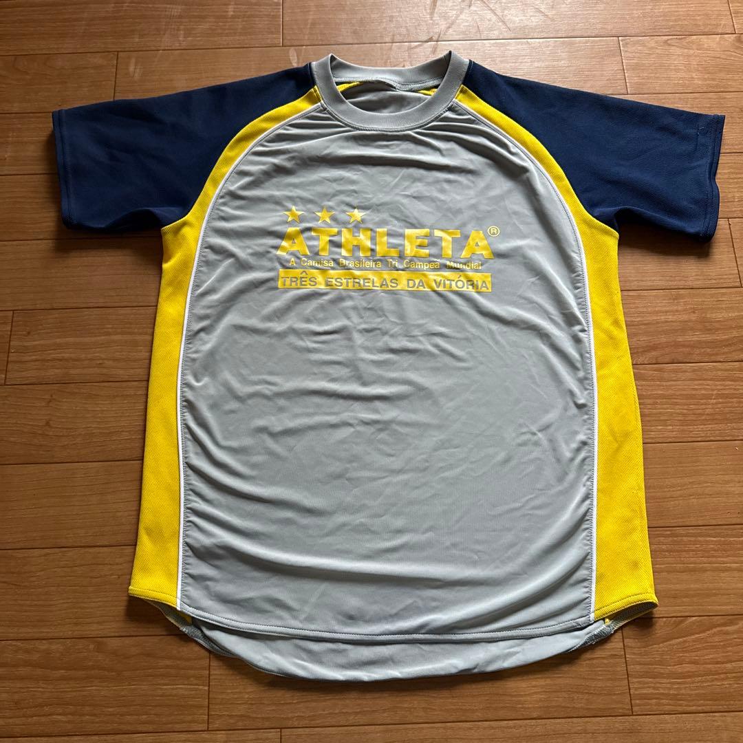 ATHLETA シャツ グレー/ネイビー/イエロー
