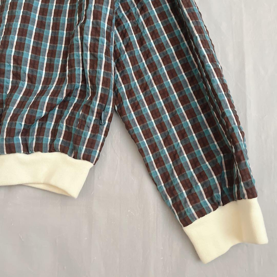 トゥモローランド　ジップアップブルゾン　ダブルジップ　チェック柄　ブルー