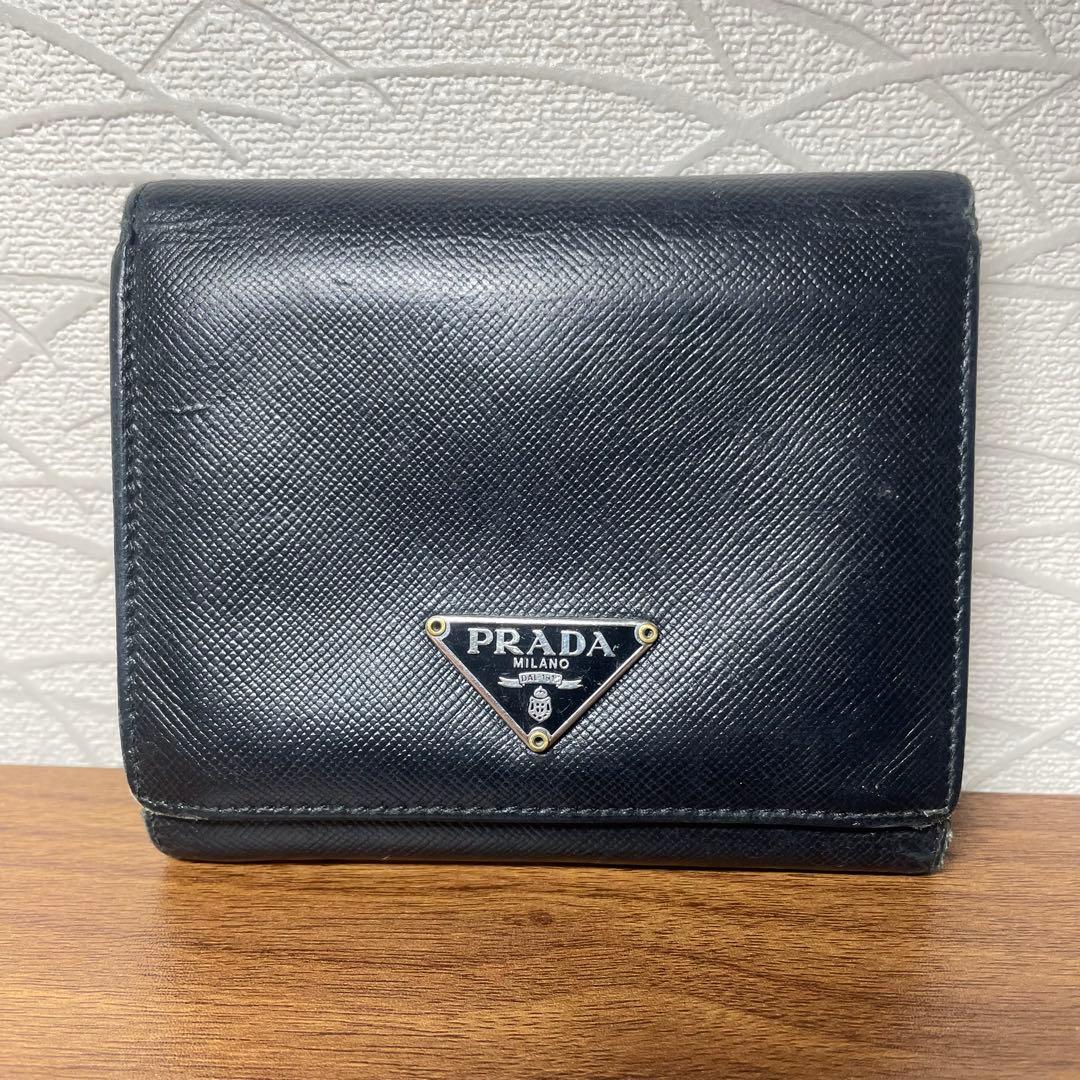 PRADA サフィアーノ 三つ折り財布 ブラック 正規品