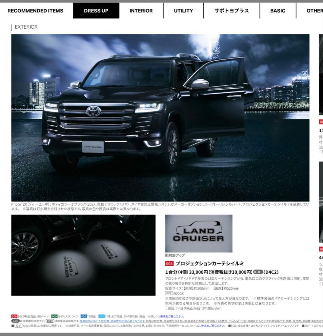 トヨタ カーテシランプセット ランクル300用