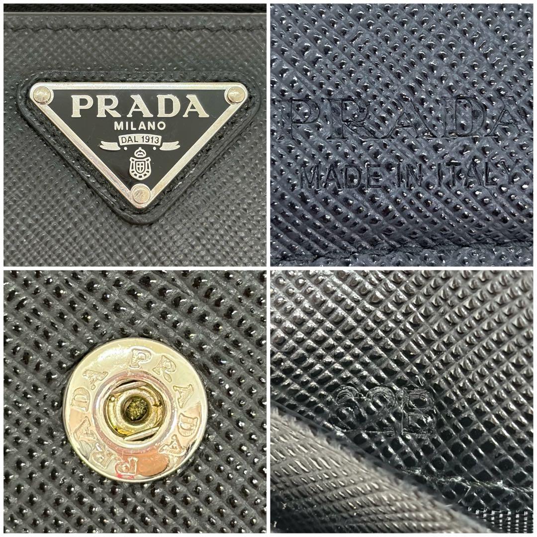 極美品✨プラダ　二つ折り　財布 三角ロゴ　サフィアーノ　レザー　ブラック