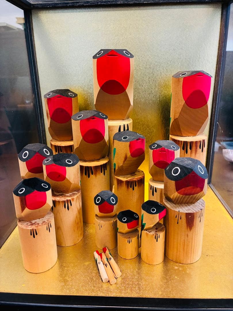 鷽とり　亀戸天神　ガラスケース付き