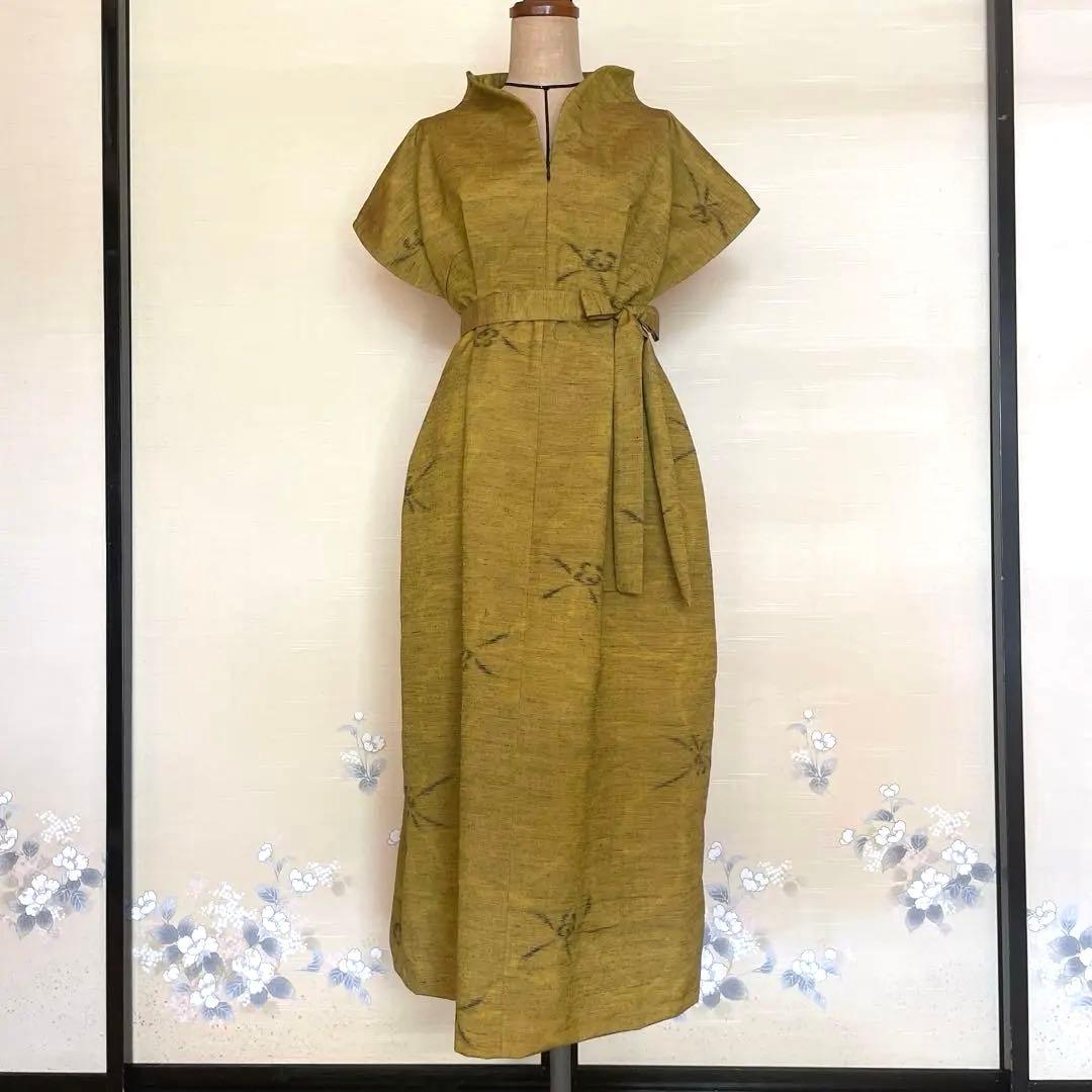 紬リメイク前開きワンピース_36