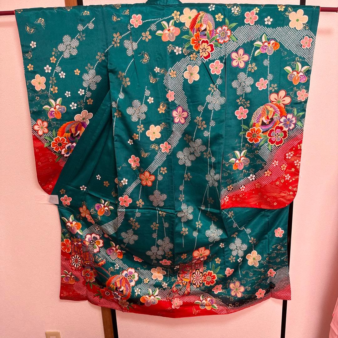 七五三 7歳　お着物　フルセット　グリーン