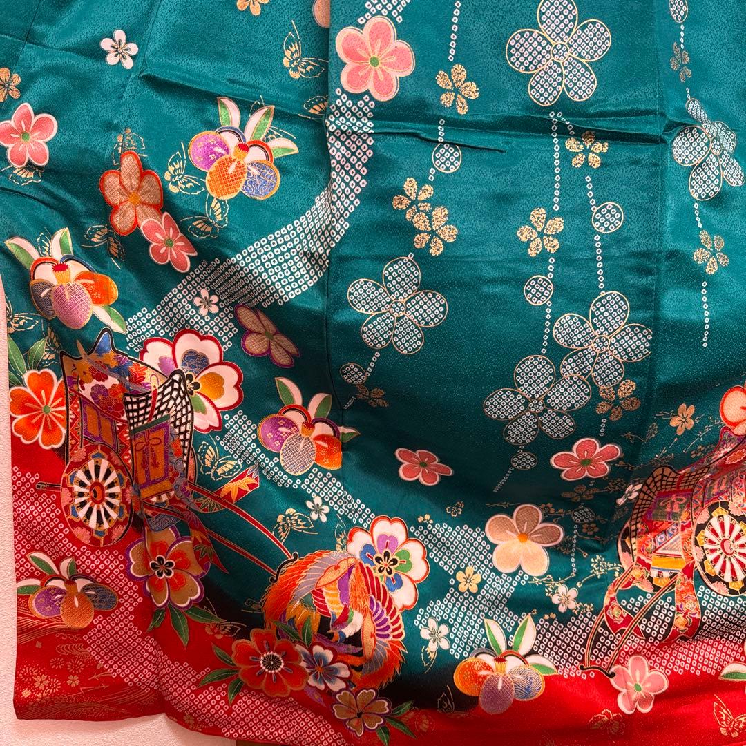 七五三 7歳　お着物　フルセット　グリーン