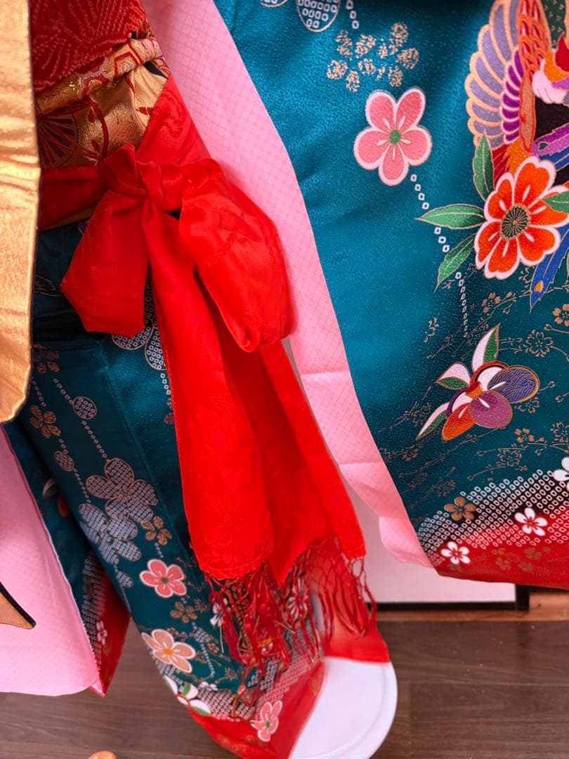 七五三 7歳　お着物　フルセット　グリーン