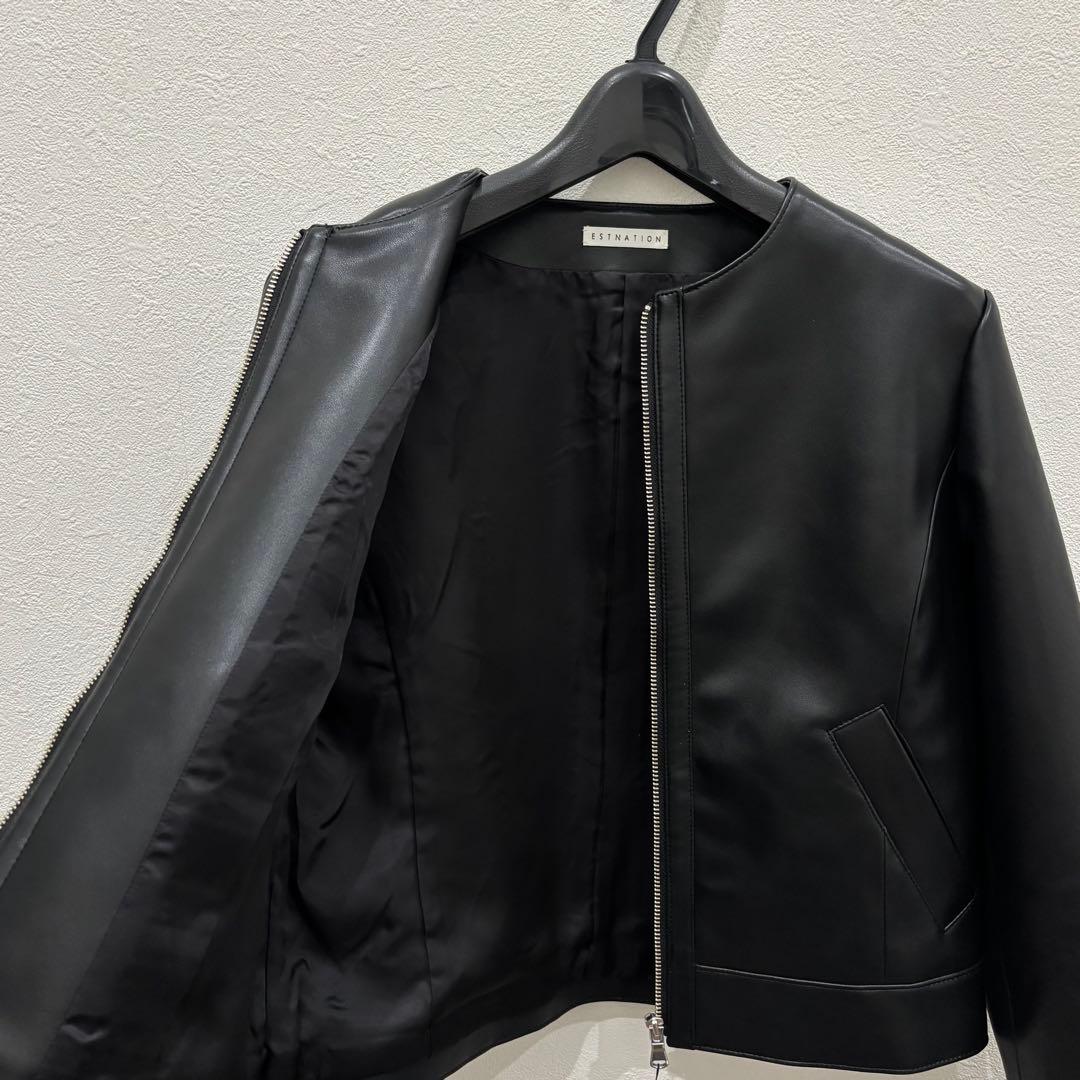 [未使用] 現行　エストネーション　フェイクレザージャケット　黒　サイズ38