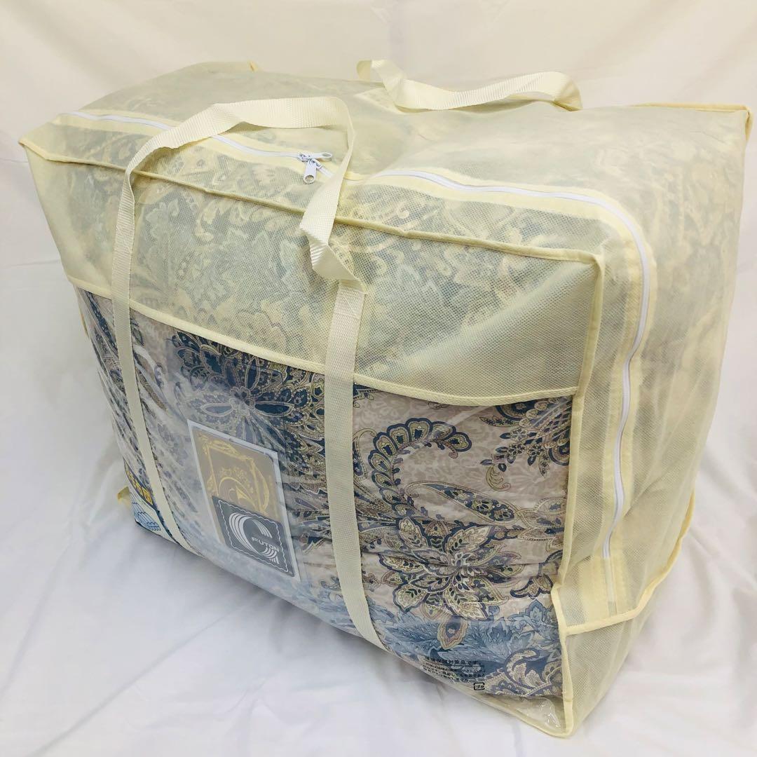 羽毛布団 シングル ポーランド産ホワイトマザーグース 軽量生地 26014ブルー