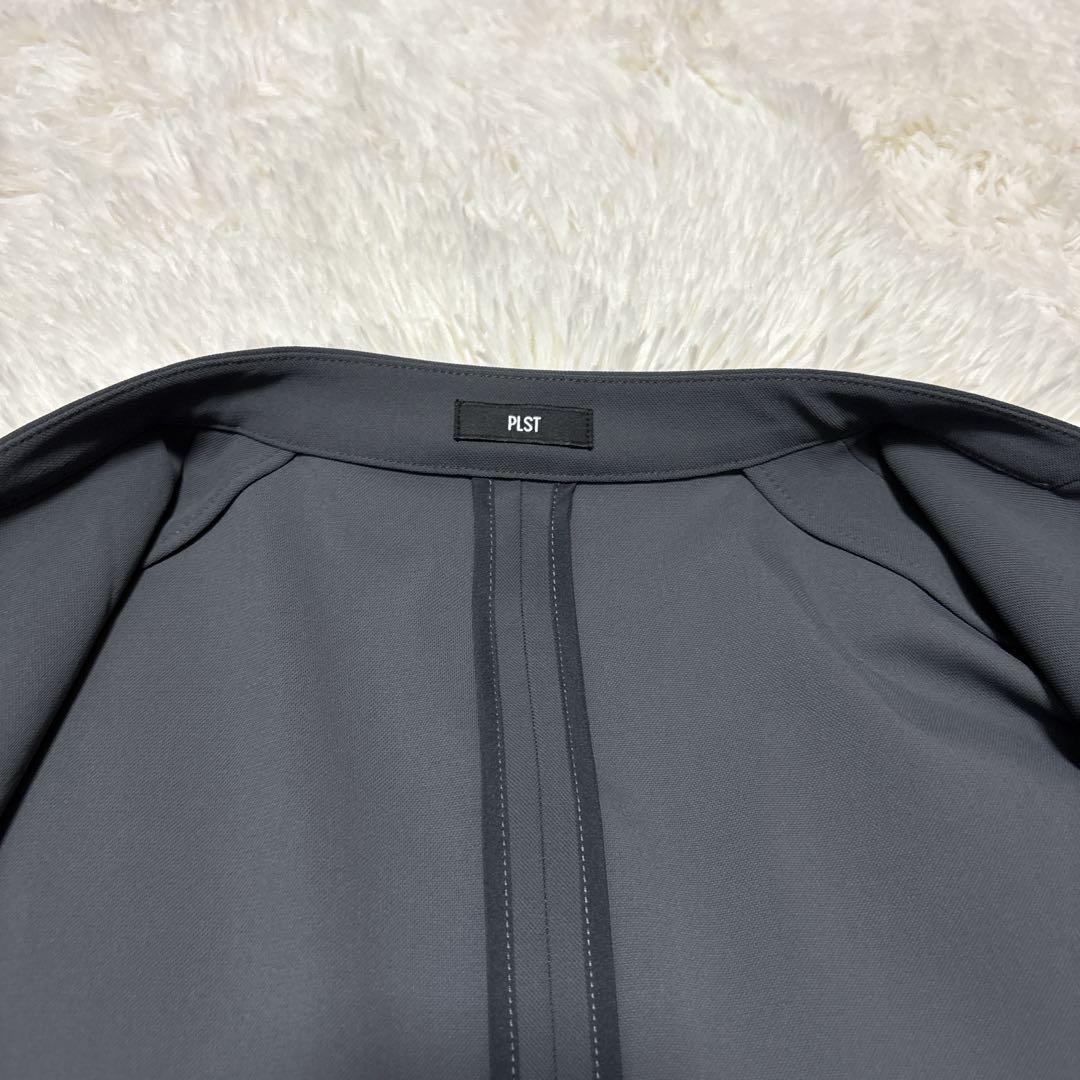 【美品】プラステ　ノーカラー　セットアップ　ハイストレッチトリコット　グレー　M