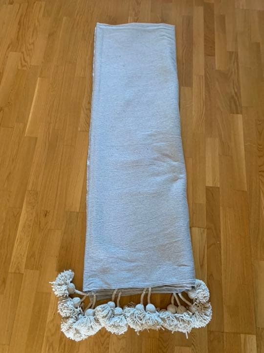 ポンポン　ブランケット　毛布　ラグ　pompom blanket ブルー　大