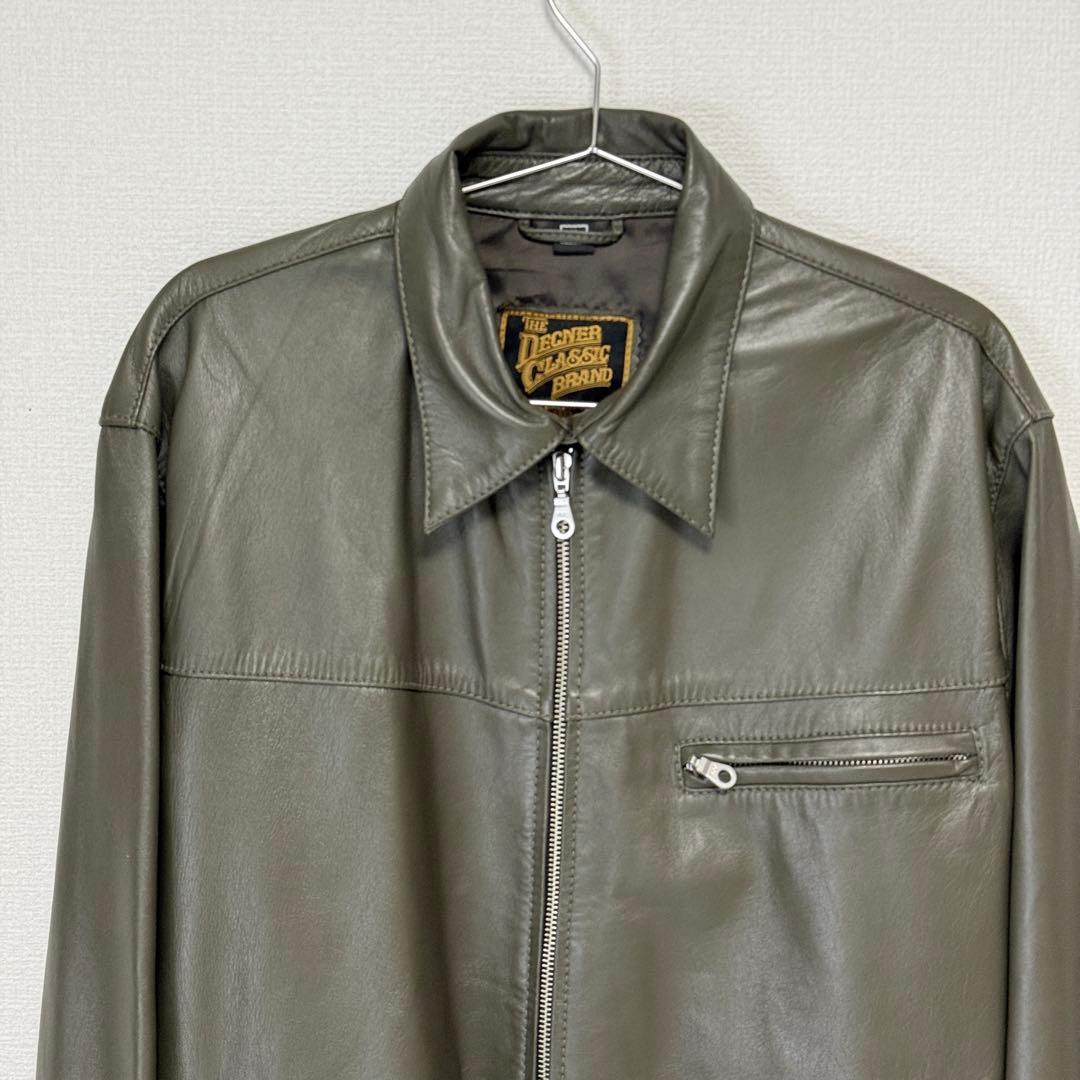 デグナー 羊革 レザージャケット XL 本革 オリーブ メンズ
