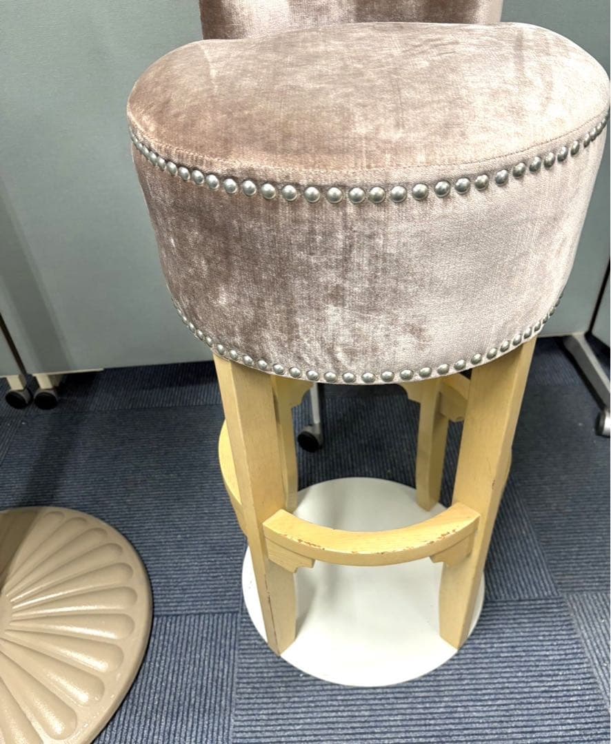 BARセット バーテーブル 鋲打ち カウンタースツール 引取り限定静岡県富士市