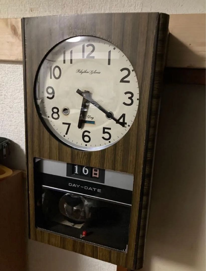 アンティークRhythm Gloria 30Dayカレンダー柱時計 稼働中