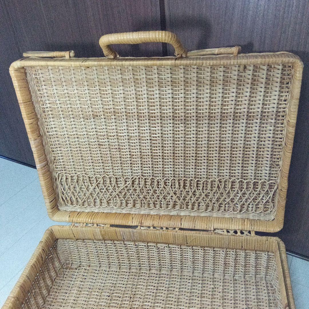 「昭和レトロ」良品 アンティーク 大型 藤製品 ピクニック バスケット