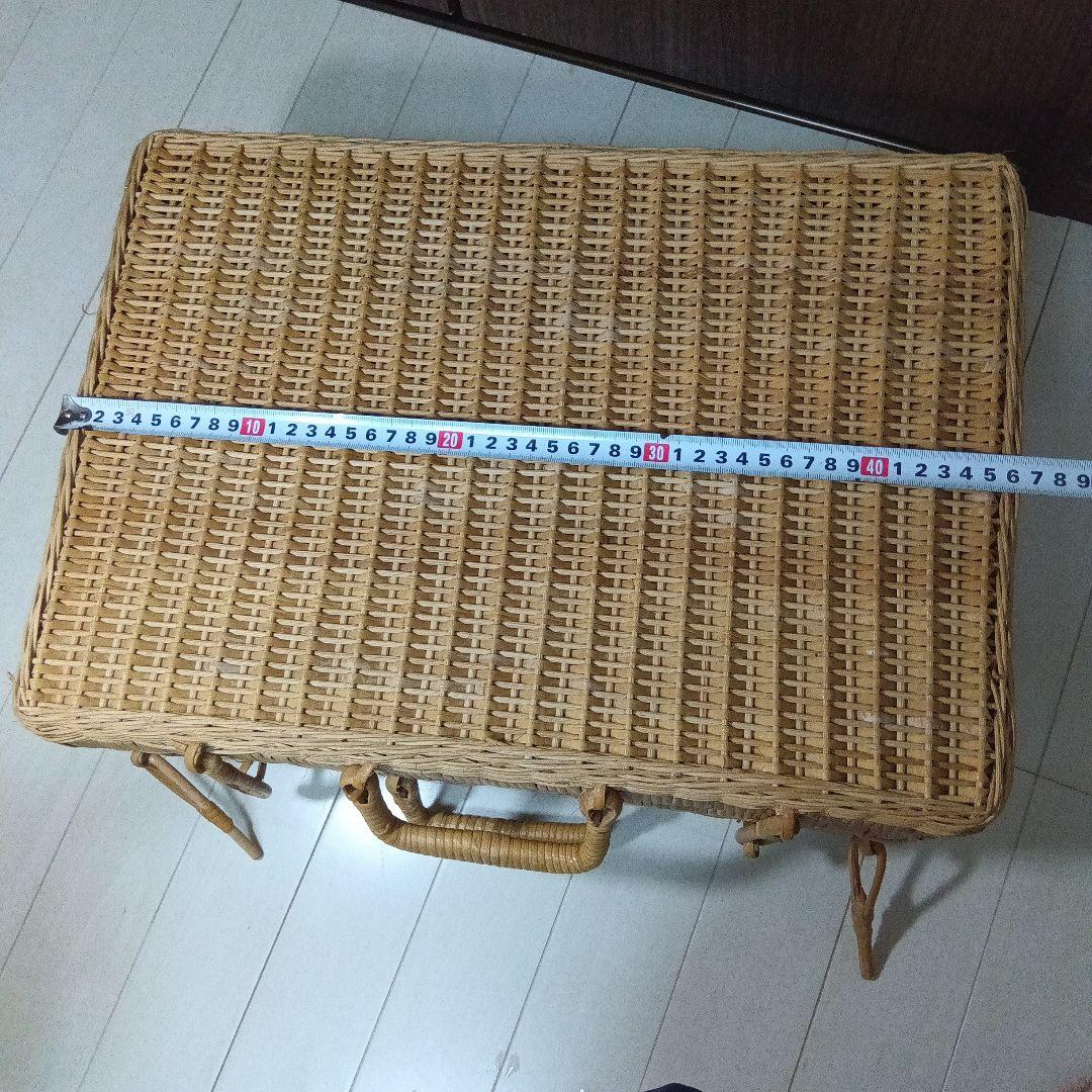 「昭和レトロ」良品 アンティーク 大型 藤製品 ピクニック バスケット