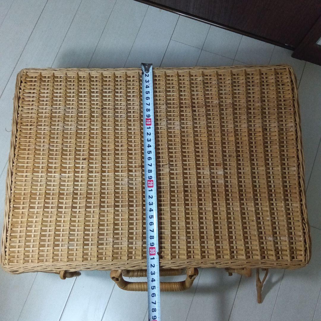 「昭和レトロ」良品 アンティーク 大型 藤製品 ピクニック バスケット