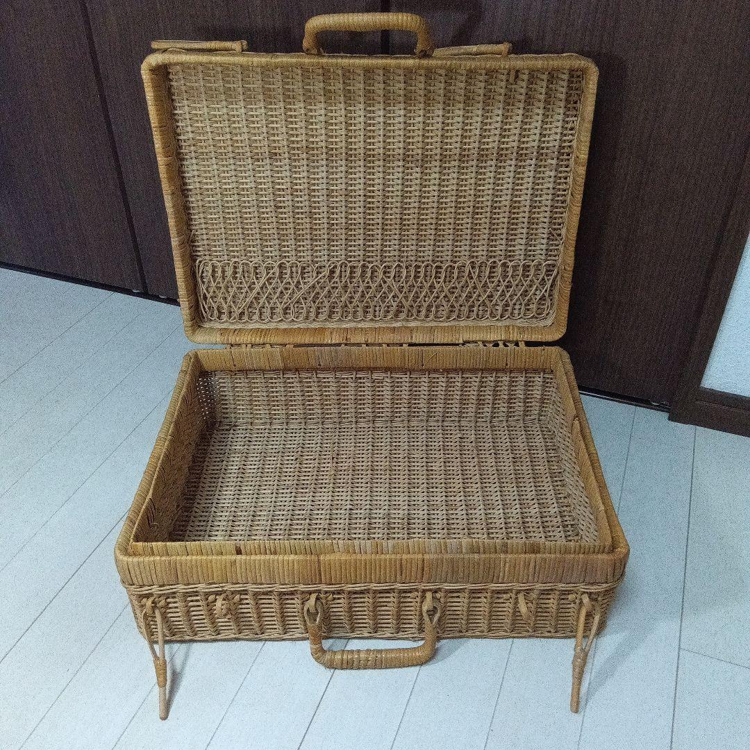 「昭和レトロ」良品 アンティーク 大型 藤製品 ピクニック バスケット