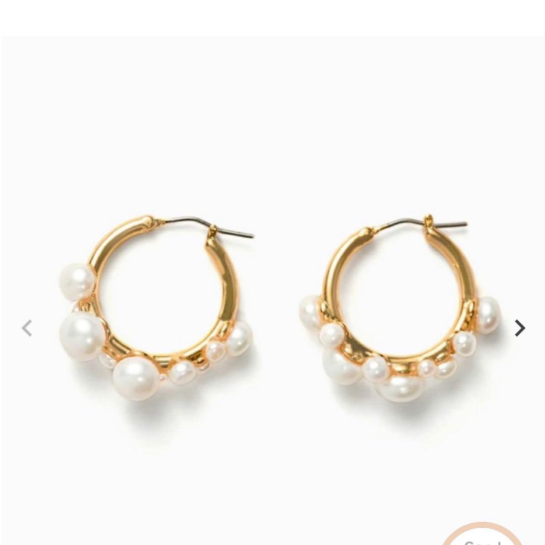 【STELLAR HOLLYWOOD】バブルパールフープピアス ゴールド