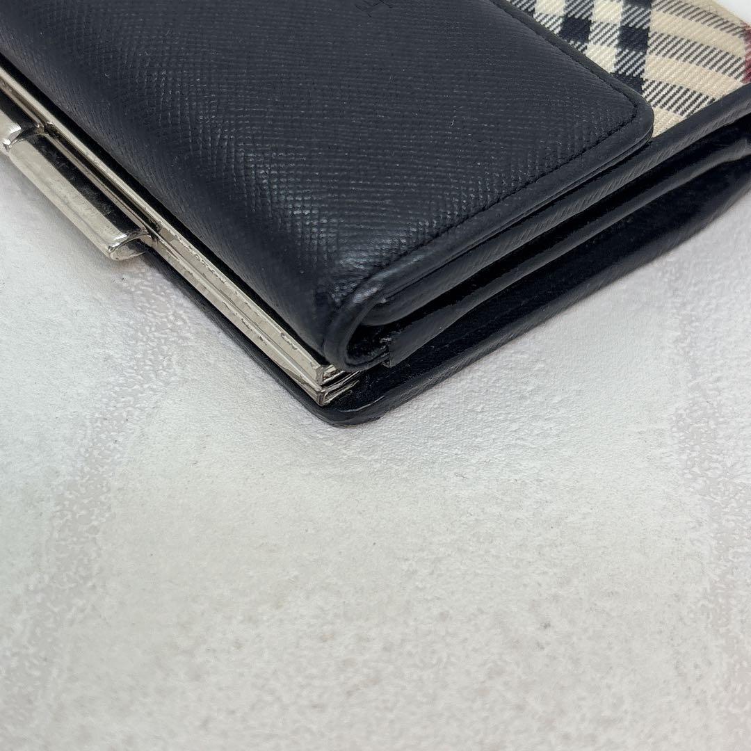 美品✨BURBERRY バーバリー ノバチェック 二つ折り財布 がま口 ブラック