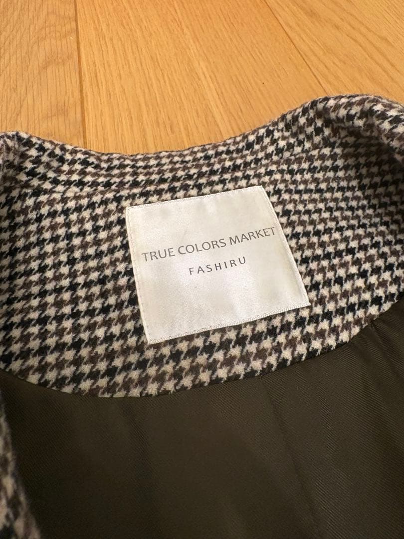 FASHIRU wool mix ステンカラーチェックコート