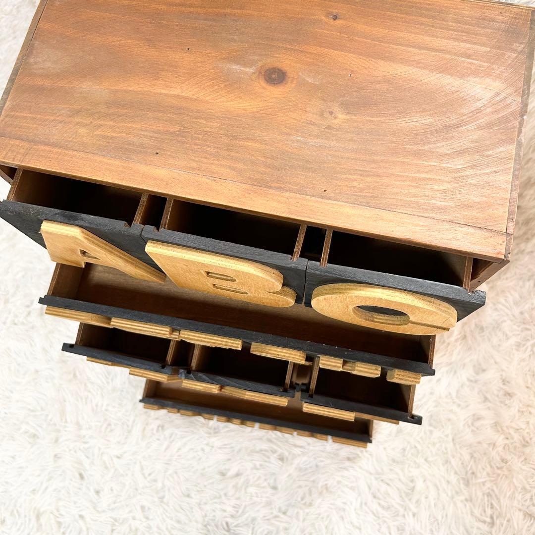 【美品】アルファベット チェスト キャビネット カントリー 収納 木製 ネイビー