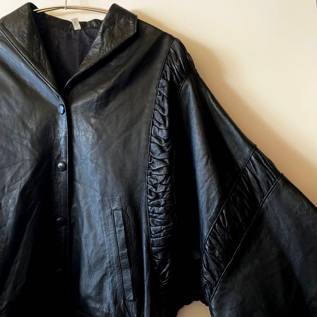 ブラック レザージャケット euro vintage 80s90s