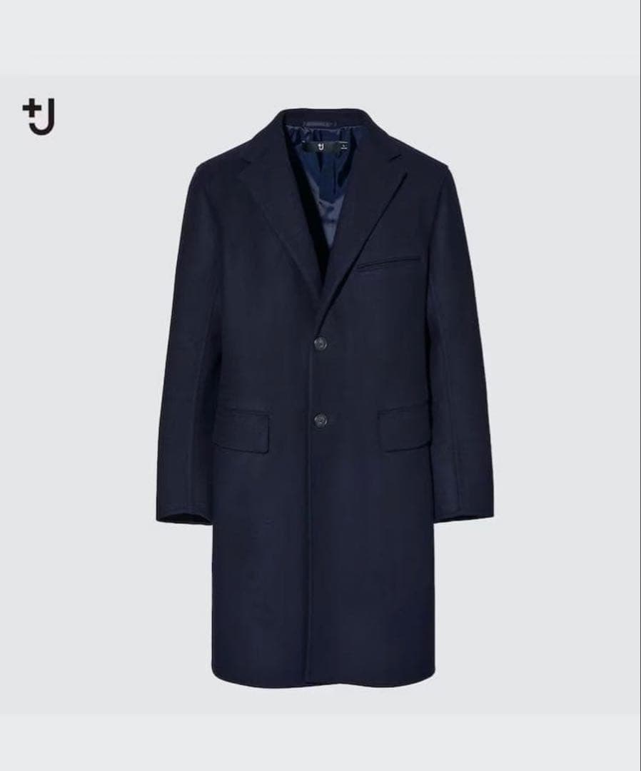 ユニクロ　+j ウールブレンドチェスターコート XL ブラック